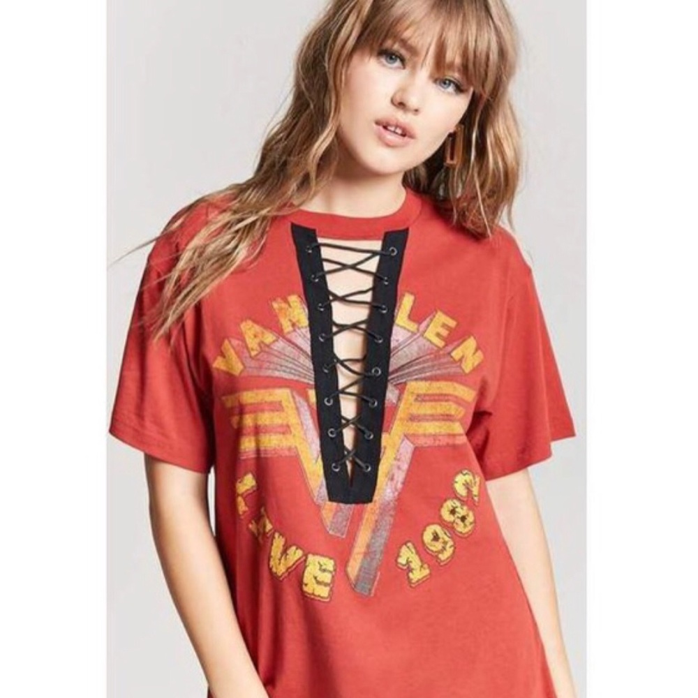 Forever 21 Lace Up Van Halen Tee